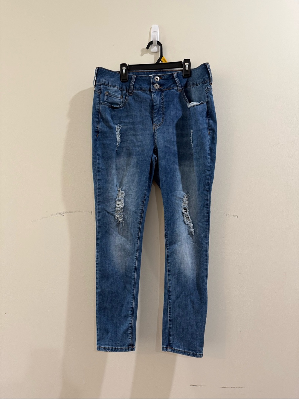 !iT Harper High Rise Skinny Dark Blue Distressed Womens Jeans